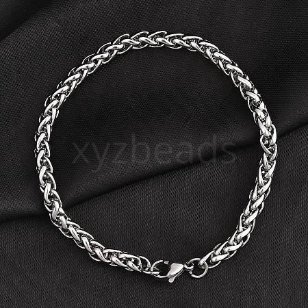 Tarnish Resistant 304 Stainless Steel Wheat Chains Bracelets BJEW-O091-04P-1