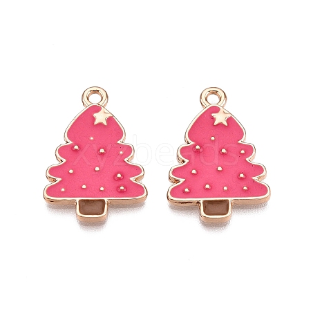 Christmas Theme Rack Plating Alloy Enamel Pendants X-ENAM-T021-17KCG-1