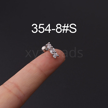 316L Stainless Steel Micro Pave Cubic Zirconia Cartilage Earrings WG094CA-08-1