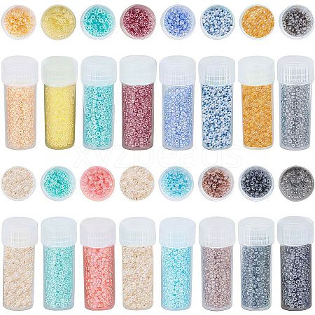 SUNNYCLUE 80G 16 Colors 12/0 Imitation Jade Glass Seed Beads SEED-SC0001-30D-1