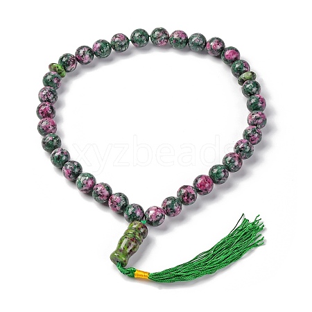 Natural Ruby in Zoisite Beads Stretch Bracelets BJEW-A025-01A-1