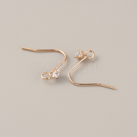 Brass Micro Pave Clear Cubic Zirconia Earring Hooks KK-WH0047-96RG-1
