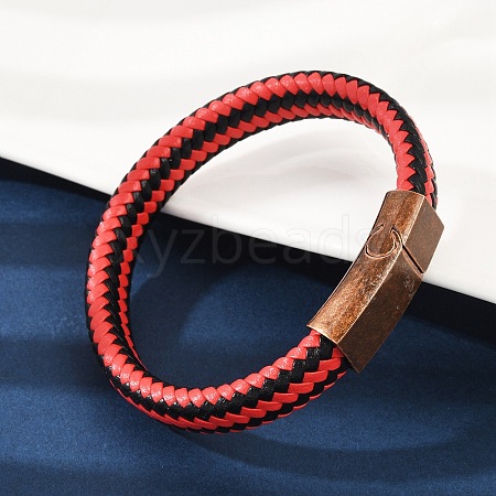 Braided Microfiber Leather Cord Bracelets for Women Men BJEW-D304-06R-01-1