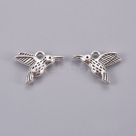 Tibetan Style Alloy Hummingbird Charms Pendants TIBEP-1096-AS-LF-1