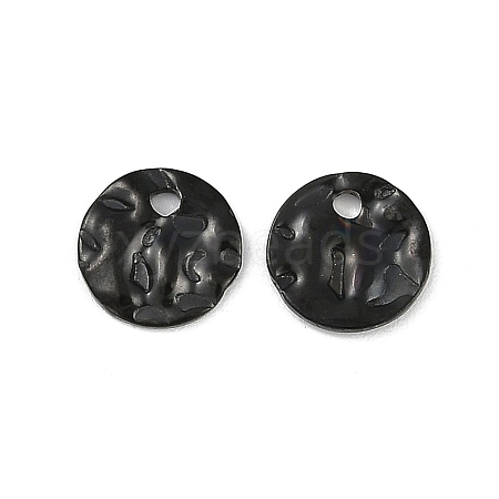 304 Stainless Steel Textured Disc Charms STAS-Q336-11A-B-1