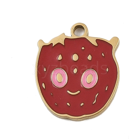 304 Stainless Steel Enamel Charms STAS-I338-01G-03-1