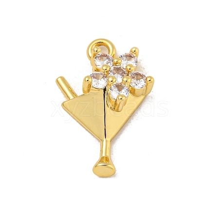 Wine Glass Rack Plating Brass Micro Pave Clear Cubic Zirconia Pendants KK-P277-15G-1