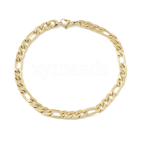 PVD Vacuum Plating 304 Stainless Steel Figaro Chains Bracelet for Men Women STAS-E001-07G-1