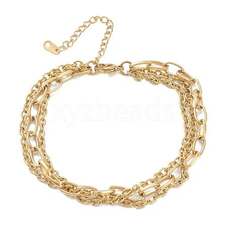 304 Stainless Steel Cable Chain Multi-strand Bracelets STAS-A051-05G-1