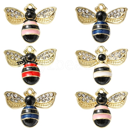 6Pcs Rack Plating Alloy Enamel Pendants ENAM-YW0002-63-1