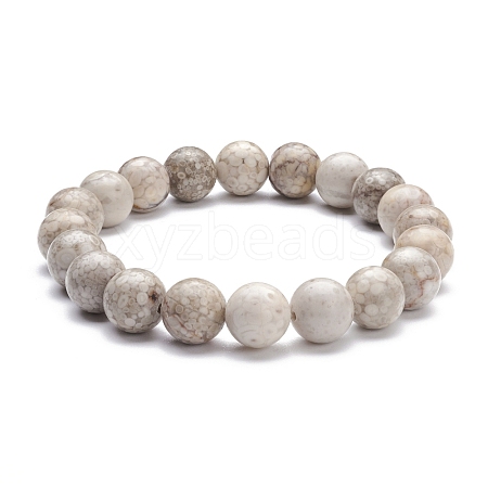 10mm Round Natural Maifanite/Maifan Stone Beads Stretch Bracelet BJEW-JB07088-01-1