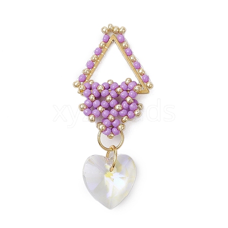 Beaded Triangle & Heart Charms PALLOY-MZ00437-03-1