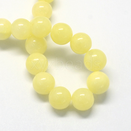 Natural Dyed Yellow Jade Gemstone Bead Strands G-R271-8mm-Y06-1