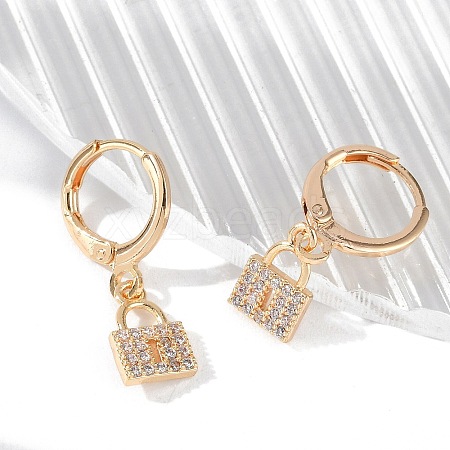 Brass Micro Pave Clear Cubic Zirconia Leverback Earrings EJEW-K300-07G-1