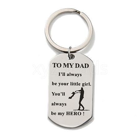 Father's Day Gift 201 Stainless Steel Oval with Word To My Dad Keychains KEYC-E040-03P-1