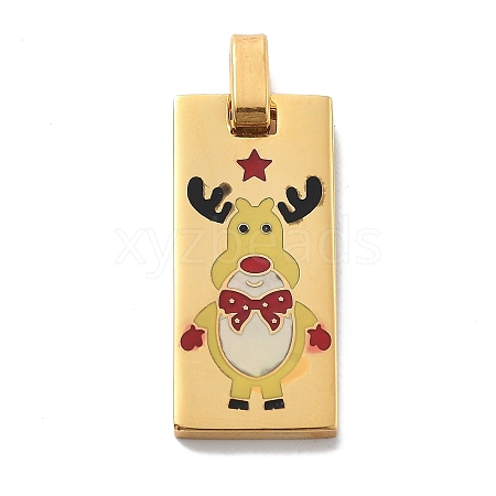 Christmas Ion Plating(IP) 304 Stainless Steel Enamel Pendants STAS-Z098-41G-1