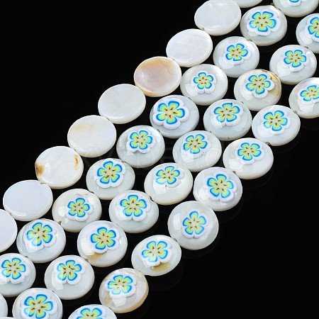 Natural Freshwater Shell Enamel Beads SHEL-N026-191-1