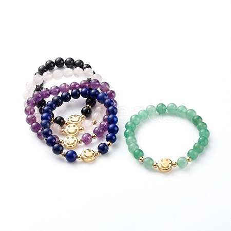 Natural Mixed Stone Stretch Bracelets BJEW-JB06568-1