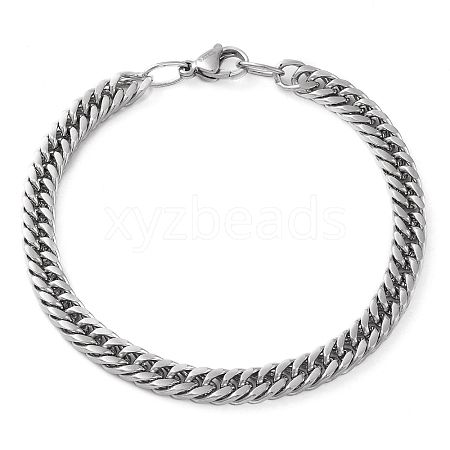 304 Stainless Steel Cuban Link Chain Bracelet for Men Women BJEW-C048-03P-1