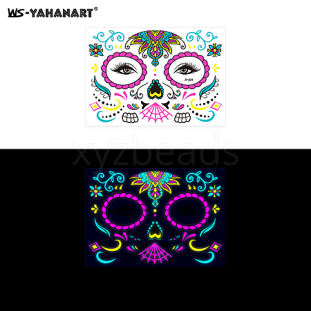 Mask with Flower Pattern Luminous Body Art Tattoos LUMI-PW0001-135A-1