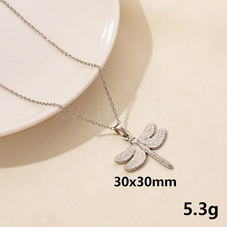 Animal Stainless Steel Dragonfly Pendant Necklace for Women QG3482-3-1