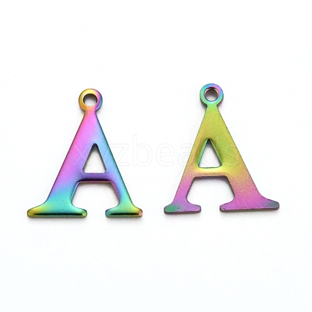 Ion Plating(IP) 304 Stainless Steel Alphabet Charms STAS-H122-A-M-1