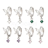 Butterfly Platinum Brass Dangle Hoop Earrings EJEW-L270-11P-1