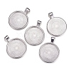 Flat Round Alloy Pendant Cabochon Settings LS-PALLOY-A15654-N-1