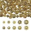 100Pcs 10 Styles Tibetan Style Alloy Flower Bead Caps TIBE-YW0001-84-1