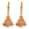 Brass Micro Pave Clear Cubic Zirconia Leverback Earrings EJEW-K300-28G-4