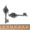 Key Brass Natural Black Agate Big Pendants KK-D361-01AS-20-3