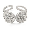 304 Stainless Steel Cubic Zirconia Open Cuff Ring for Women LS-RJEW-S406-05P-01-2