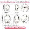 2Pcs 2 Size 925 Sterling Silver Spring Gate Rings STER-BBC0001-75-2