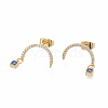 Brass Micro Pave Cubic Zirconia Stud Crawler Earrings X-EJEW-R010-04A-2