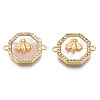 Brass Micro Pave Clear Cubic Zirconia Connector Charms KK-N233-153-2