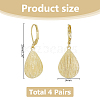 4 Pairs Teardrop Brass Leverback Earrings EJEW-HS0001-21G-2