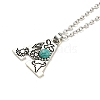Letter A~Z Antique Silver Plated Alloy with Synthetic Turquoise Pendant Necklaces NJEW-G080-01A-2