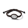 Adjustable Oval Natural Quartz Crystal Braided Bead Bracelets BJEW-H626-02-08-4