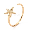 Rack Plating Brass Star Open Cuff Ring for Women RJEW-C029-04G-1