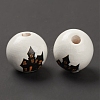 Halloween Printed Wood European Beads WOOD-K008-05-4