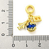 Rack Plating Brass Pave Clear Cubic Zirconia European Dangle Charms X-KK-P270-01G-3