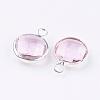 Silver Color Plated Brass Glass Flat Round Charms GLAA-M003-A-10S-2