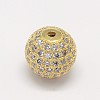 CZ Brass Micro Pave Cubic Zirconia Round Beads ZIRC-L017-05G-1