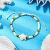 Synthetic Turquoise & Glass Seed Braided Bead Bracelets BJEW-JB11157-4