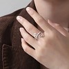 304 Stainless Steel & Crystal Rhinestone Cuff Open Rings WGEE38E-01-1