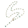 Natural Green Aventurine Chip Handmade Link Chain Necklaces NJEW-JN05811-02-4