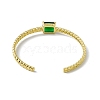 Green Glass Rectangle Open Cuff Bangle BJEW-I307-01G-2