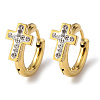 Crystal Rhinestone Cross Hoop Earrings EJEW-A094-04G-1