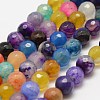 Faceted Natural Agate Beads Strands G-F447-8mm-C08-1