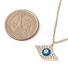 Alloy Crystal Rhinestone Cable Chain Blue Enamel Eye Pendant Necklaces for Women NJEW-JN04977-01-3